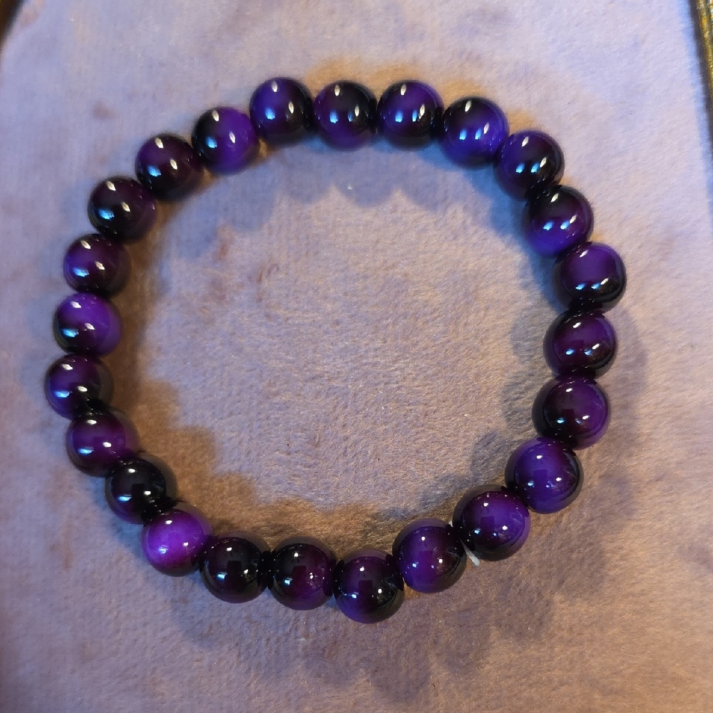Purple Tigers Eye Stone Beaded Bracelet